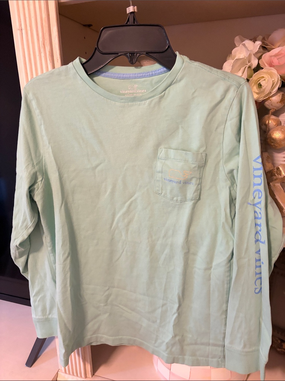 Vineyard Vines boys Long-Sleeve Pocket Tee - Seafoam M (12-14)